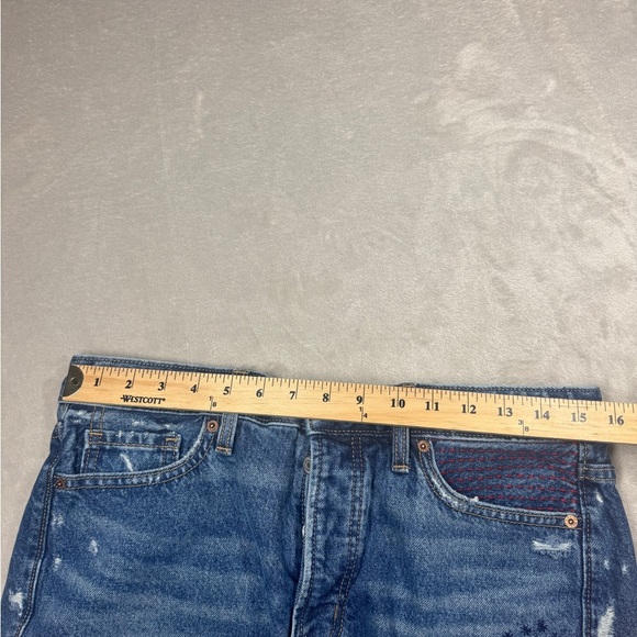 Old Navy 100% Cotton Cut Off Distressed Embroidered Denim Blue Jean Shorts 10 - Picture 5 of 15